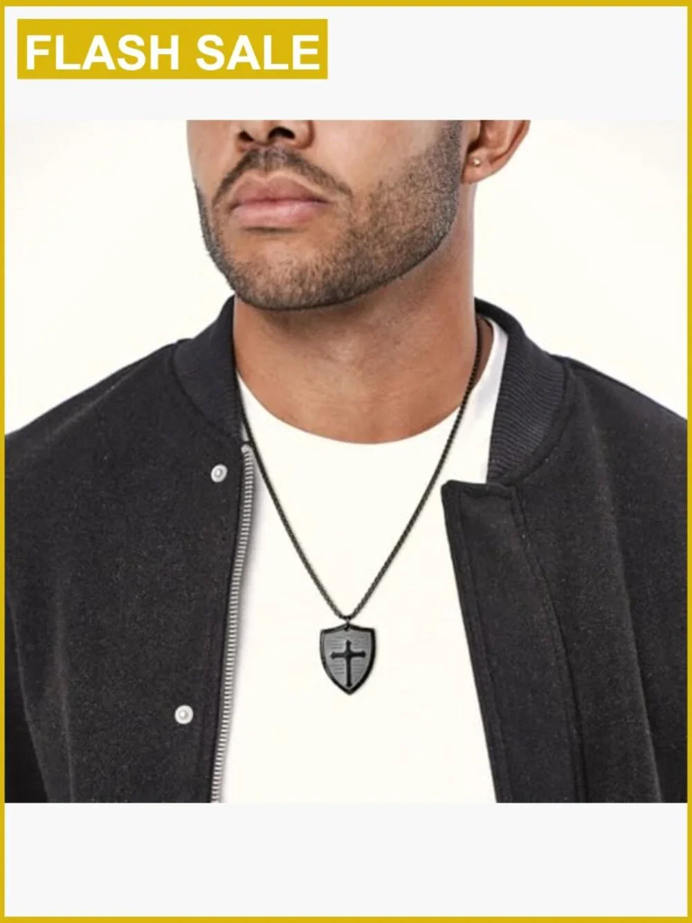 Shield Armor of God Faith Cross Stainless Steel Pendant Necklace